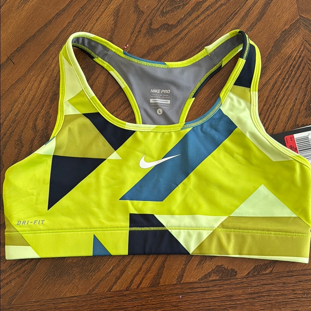 Nike Yellow and Blue Sports Bra for Active Comfort